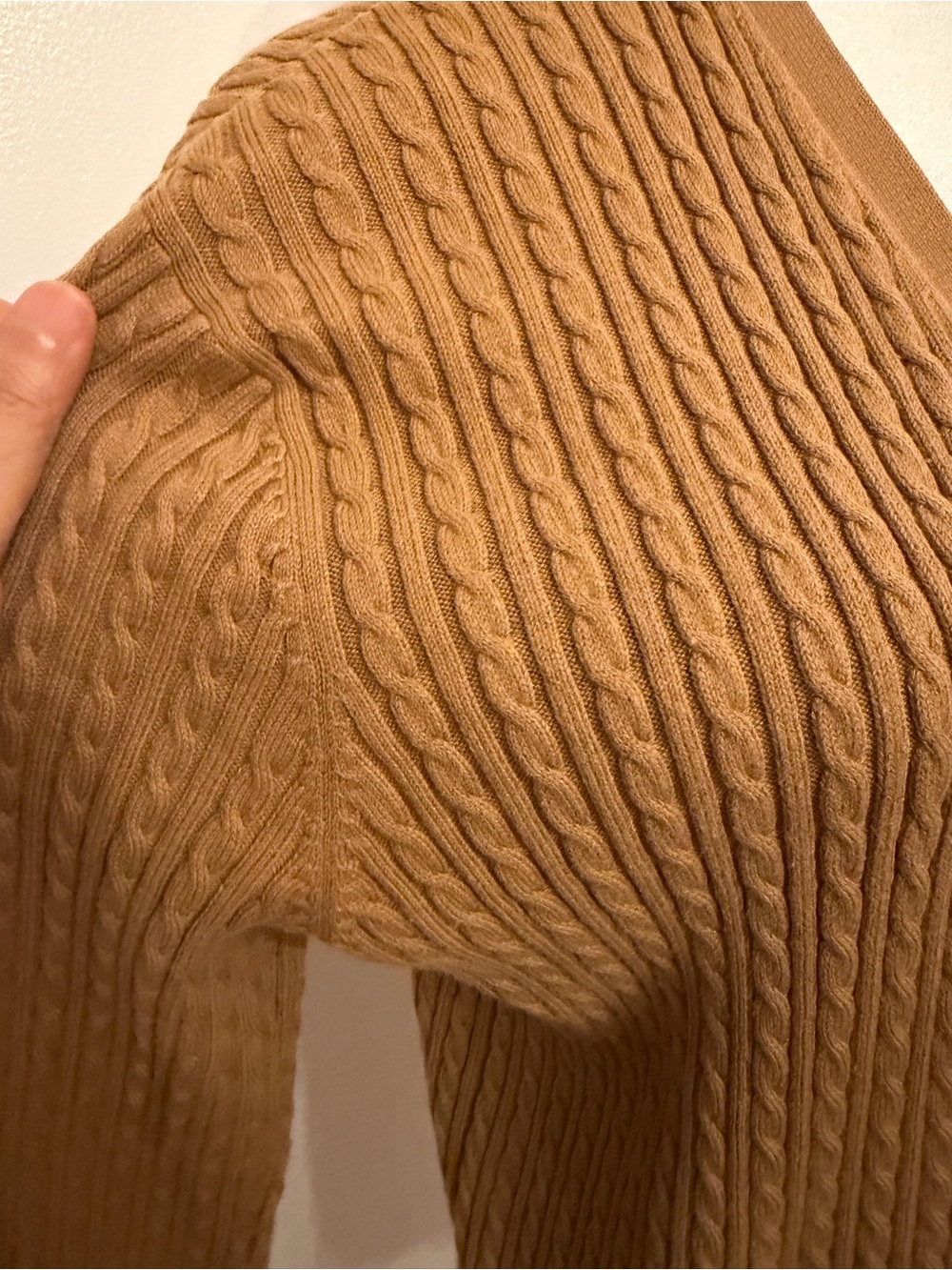 Ralph Lauren Cable Knit Cardigan Sweater Women’s Size L Camel Brown Button Front - Picture 8 of 16